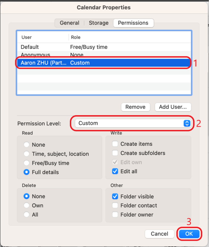 How to Share Calendar Permissions for Outlook on Mac EN